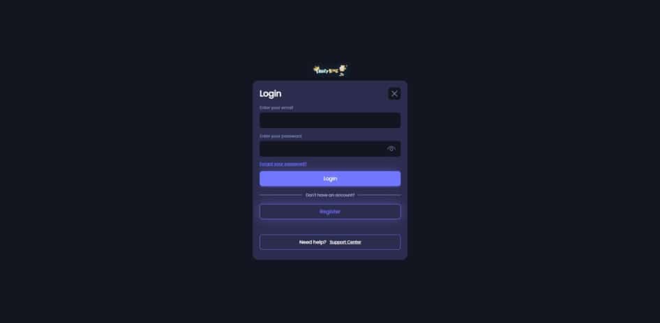 Login page at Fruity King