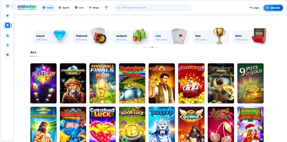 Games at Monster Casino