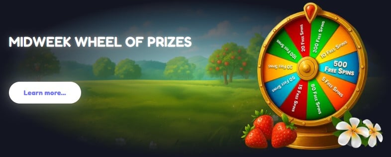 Midweek wheel of spins offer at Monster Casino