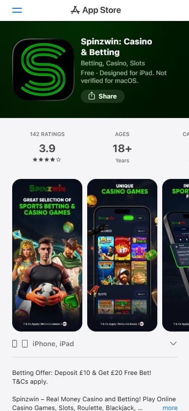 Spinzwin Casino app on the App Store