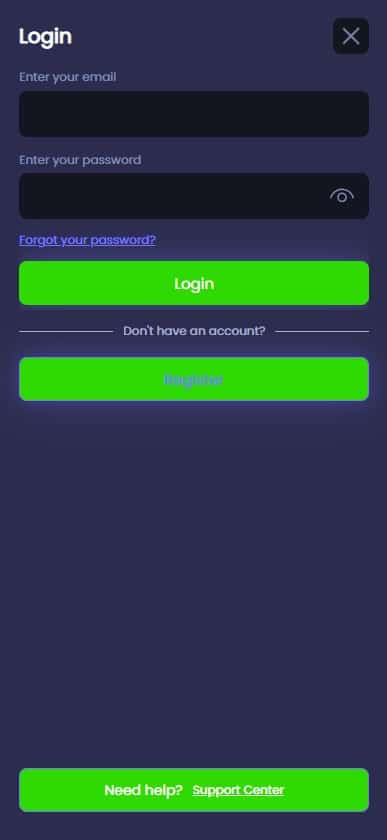 Spinzwin Casino mobile login page