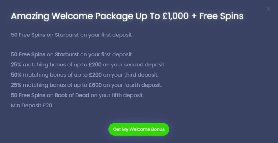 Spinzwin Casino welcome bonus