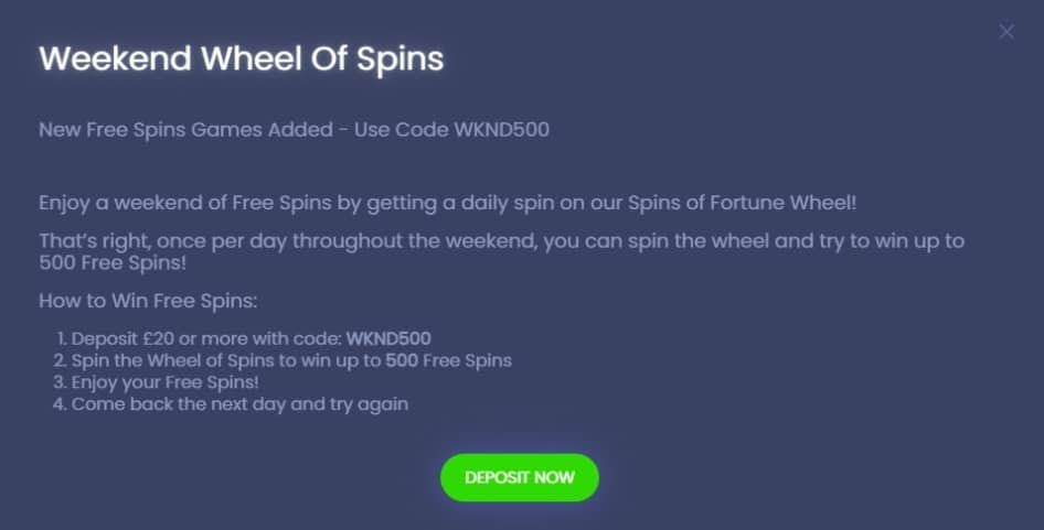 Wheel of Spins promotion at Spinzwin Casino