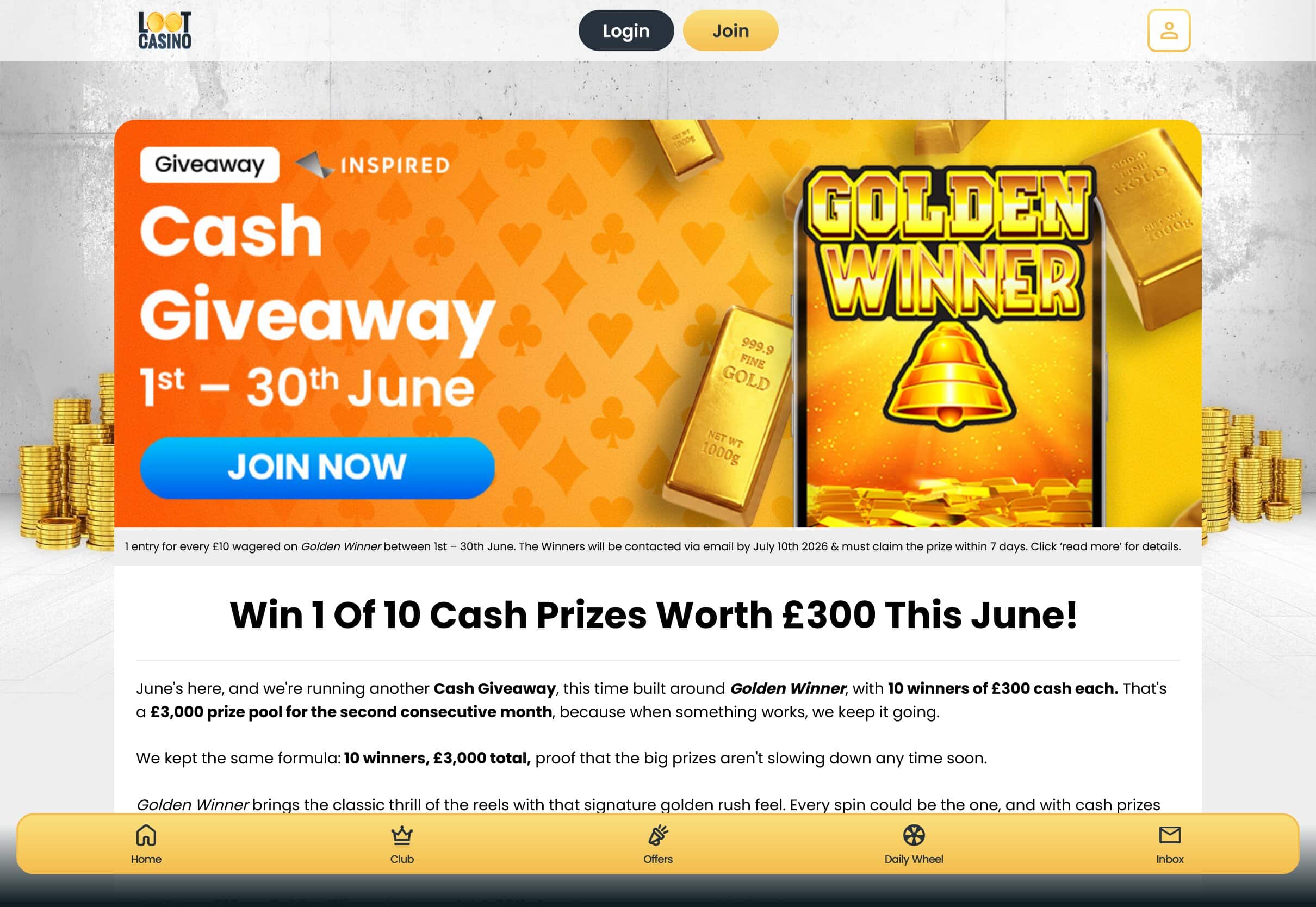 Loot Casino Golden Winner Giveaway