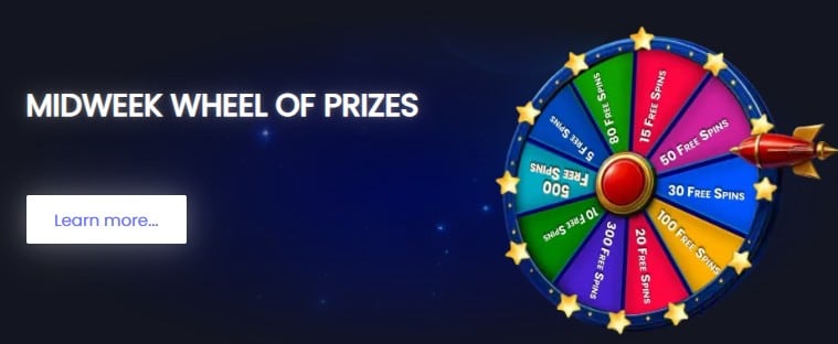 Midwek Wheel of Spins promotion at Conquer Casino