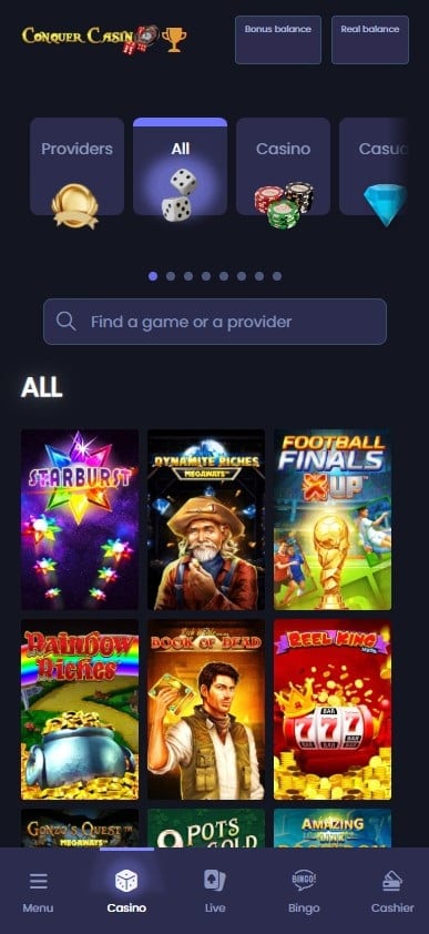 Conquer Casino games on mobile