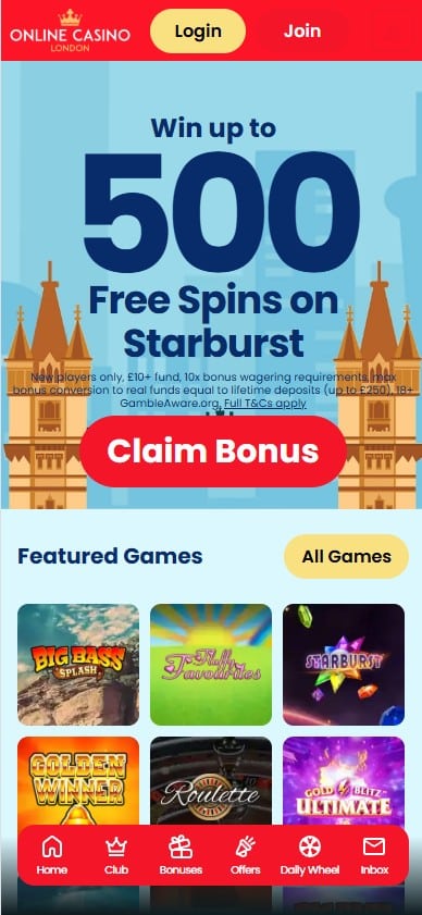 Online Casino London on mobile