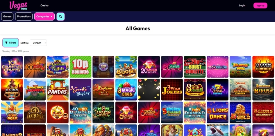 Full game collection at Vegas Wins