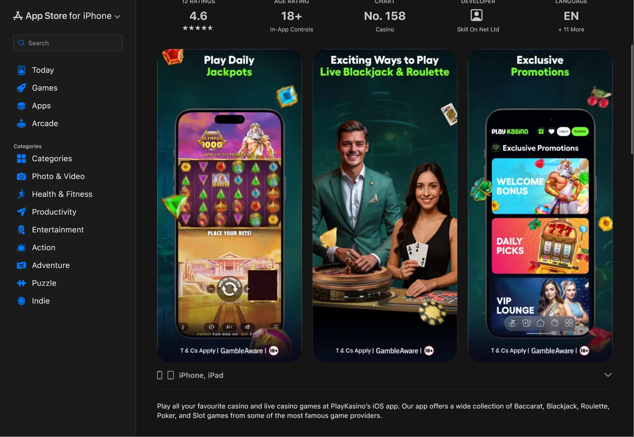 PlayKasino Mobile App