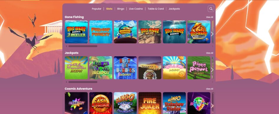 Zeus Bingo is home to over 1,000 slots spanning multiple game categories