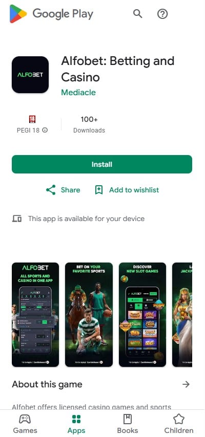 The Alfobet mobile app on Google Play