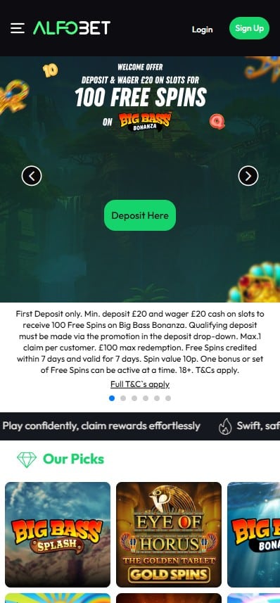 Alfobet mobile site