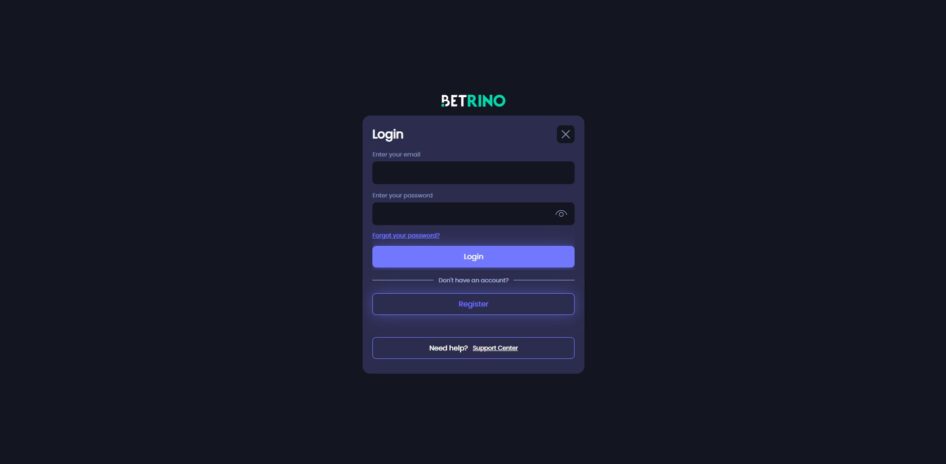 Betrino login page