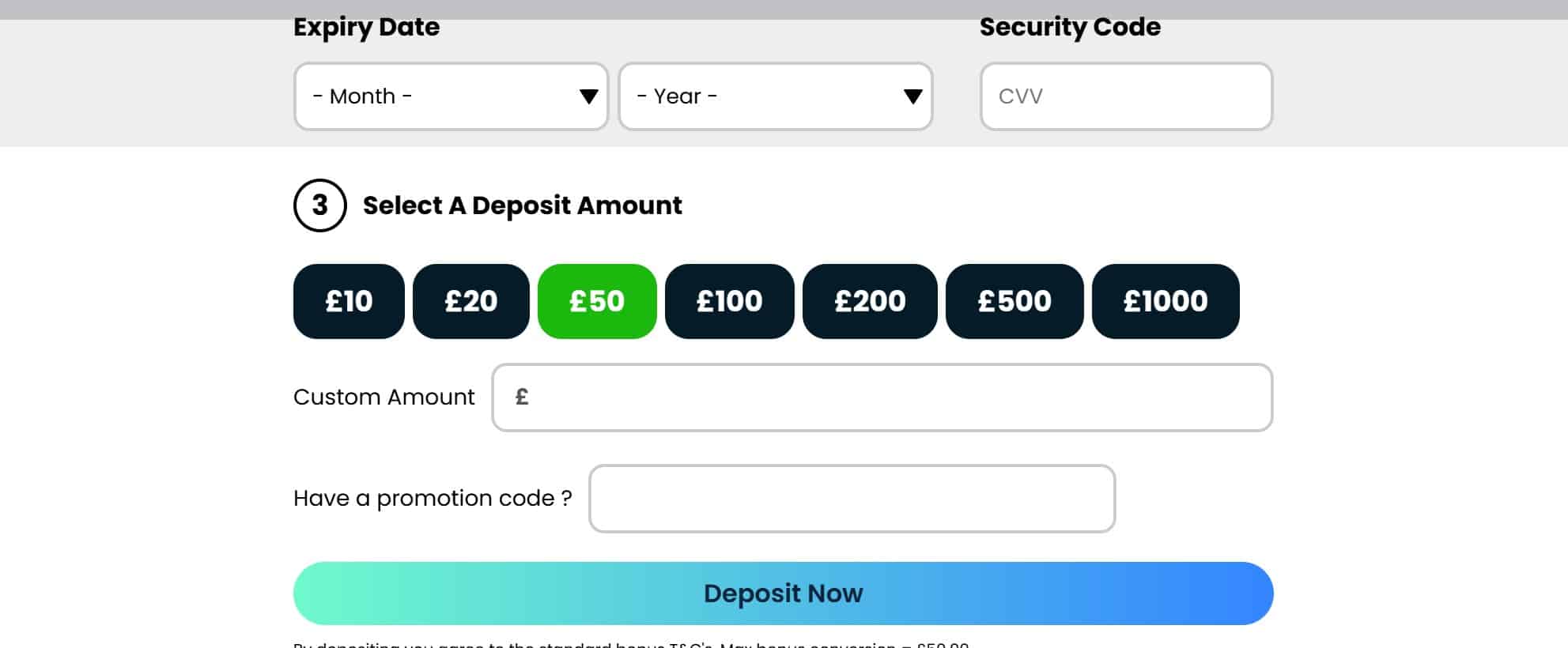 The minimum deposit for using a Zeus Bingo welcome bonus is Β£10