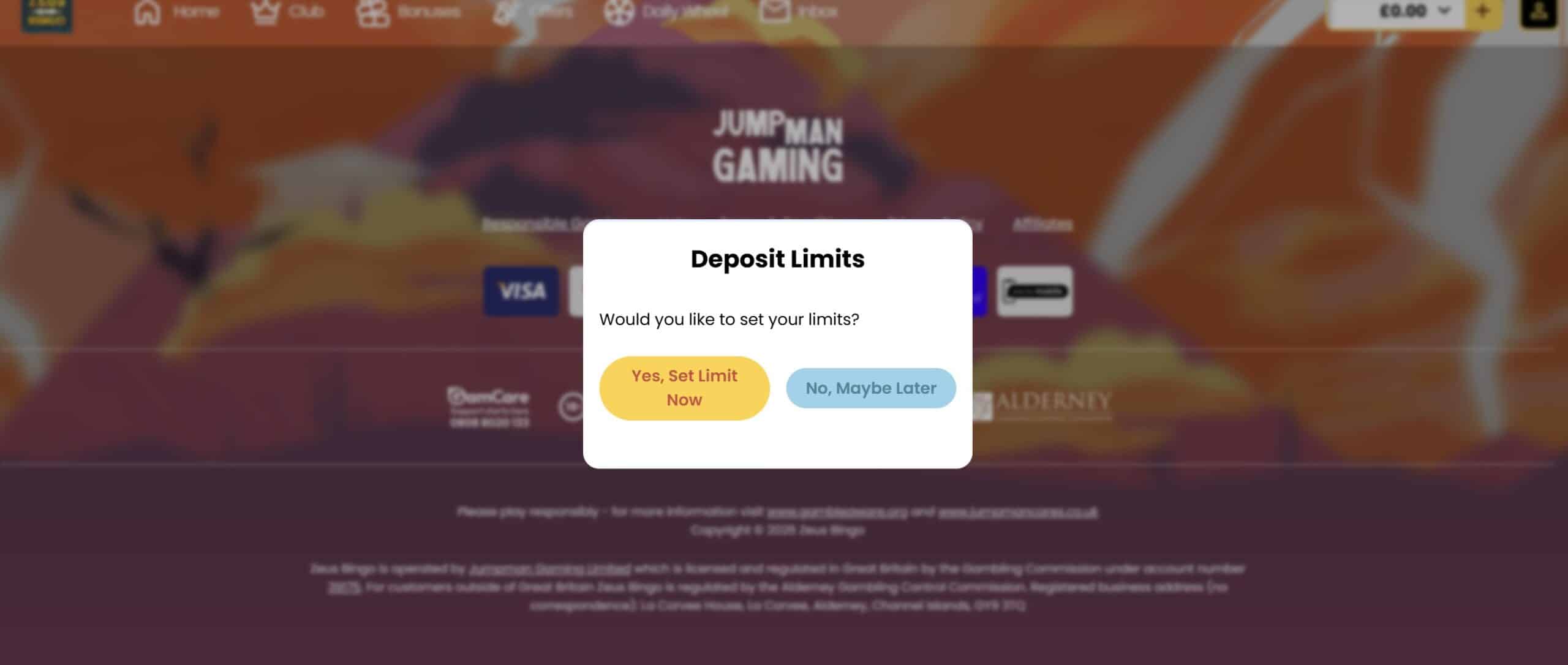 The site gives you the chance to instantly set up your limits upon registration