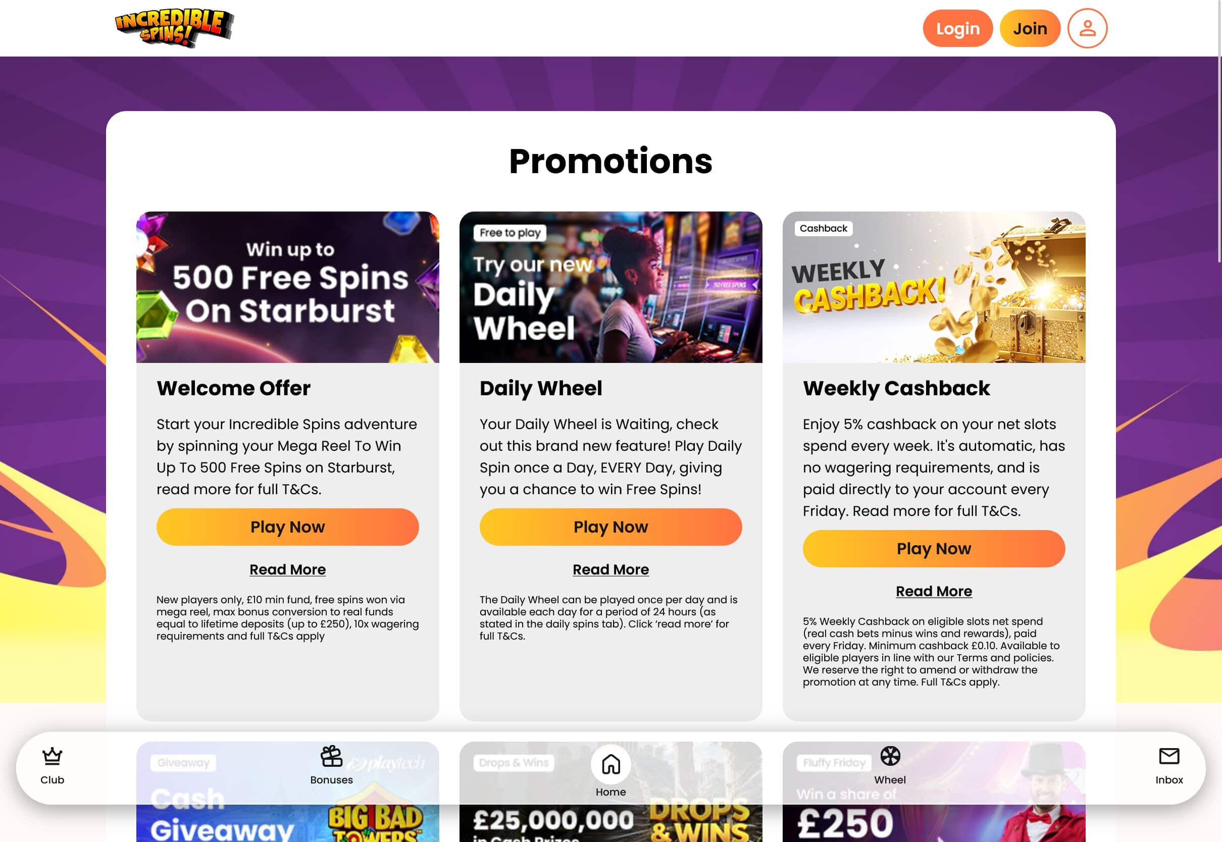 Incredible Spins Casino Bonus Offers