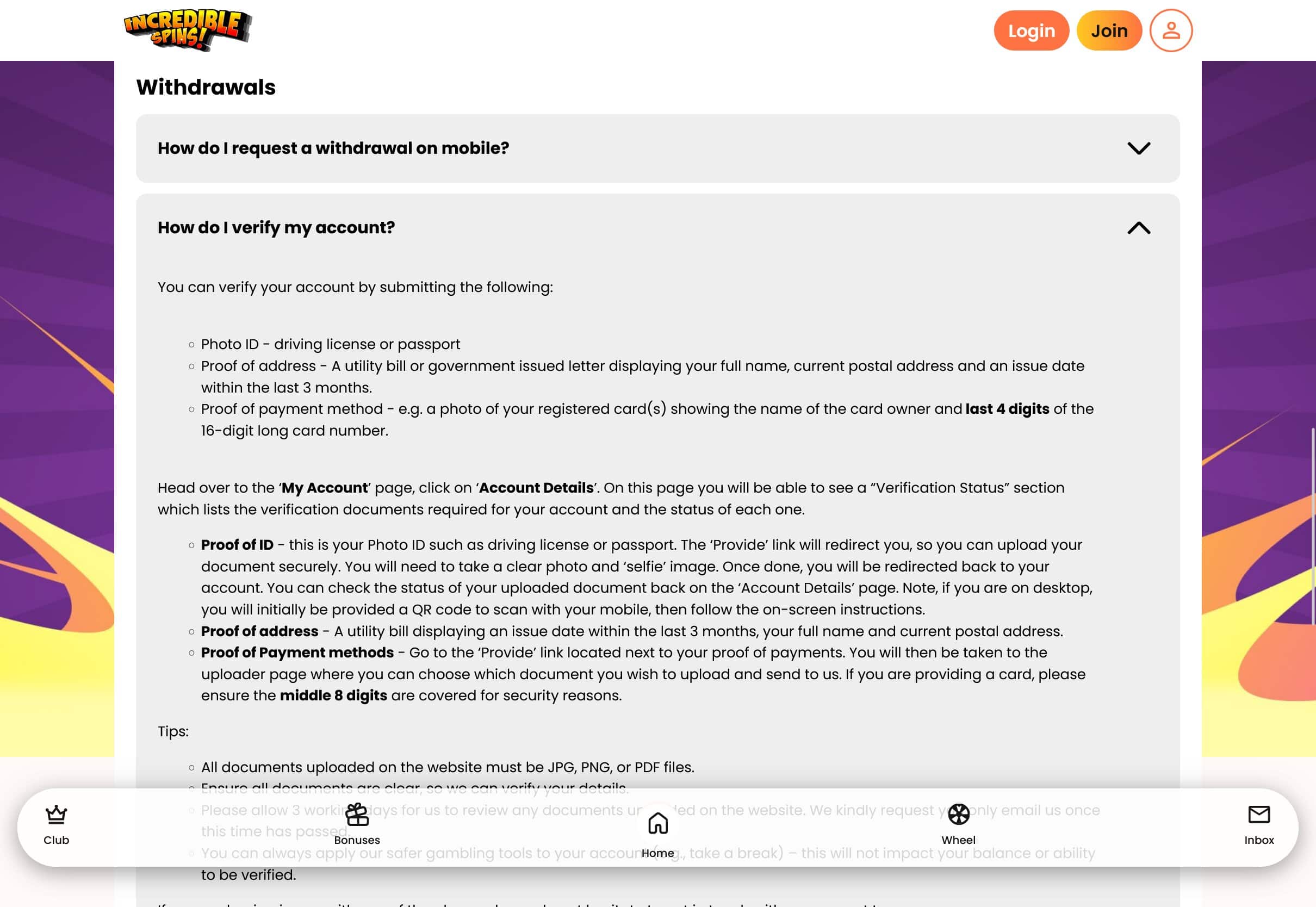 Incredible Spins Casino ID Verification Check