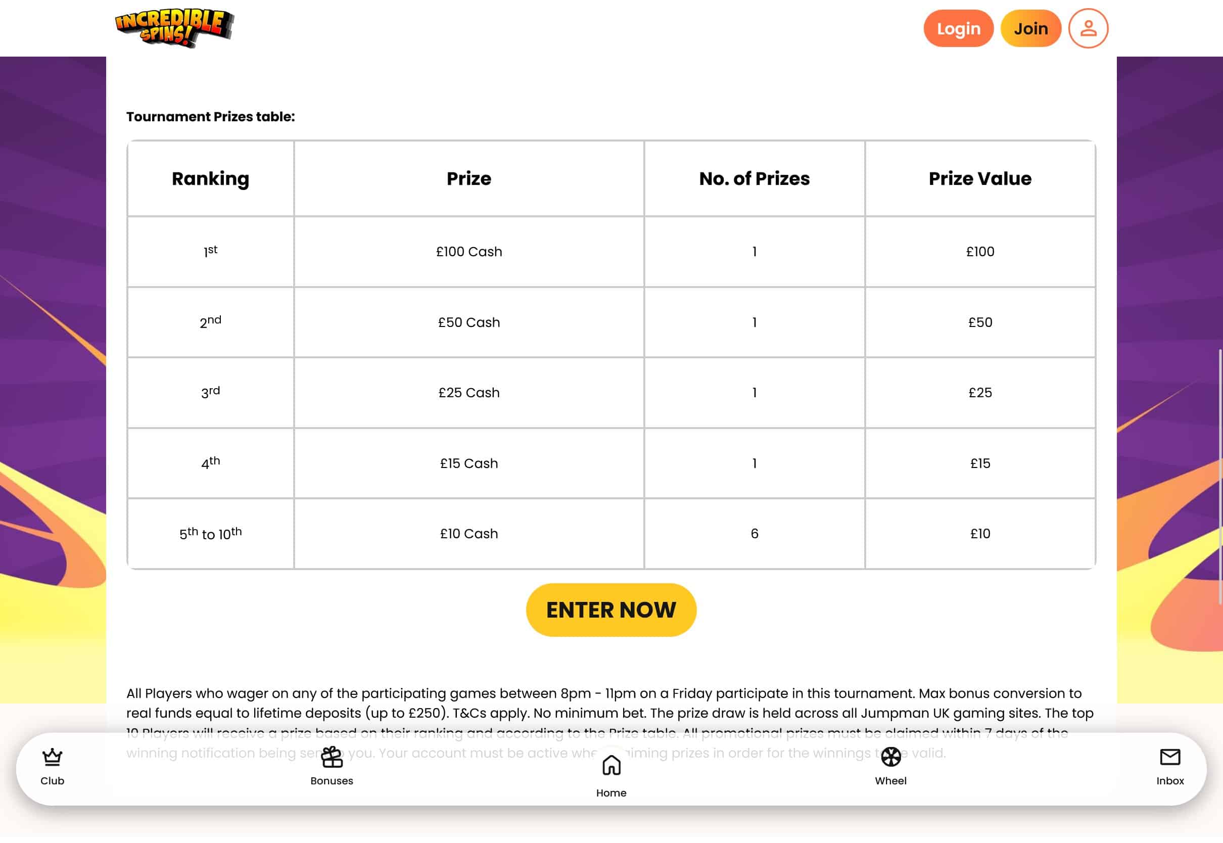 Incredible Spins Casino Slot Tournaments