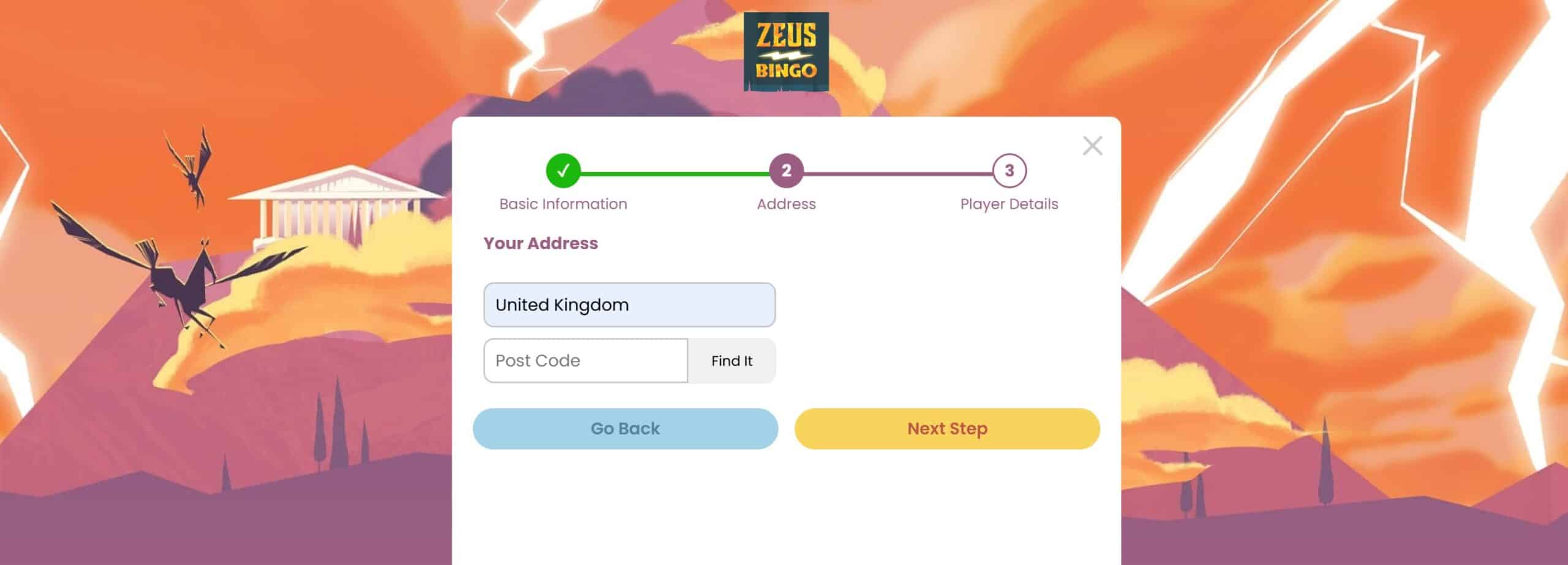 Zeus Bingo requires address verification for new players to join