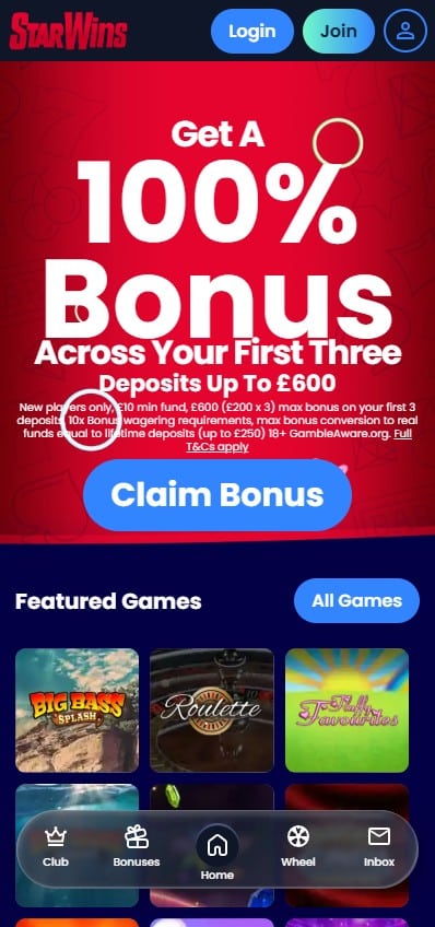 Star Wins mobile site