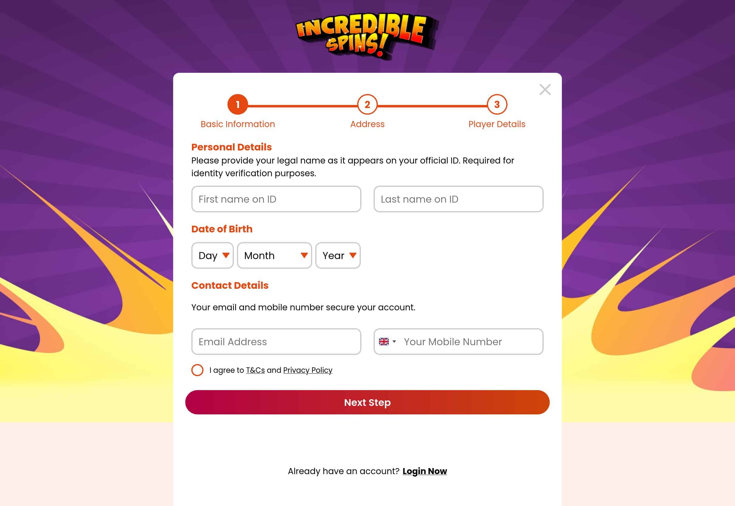 Incredible Spins Casino Registration