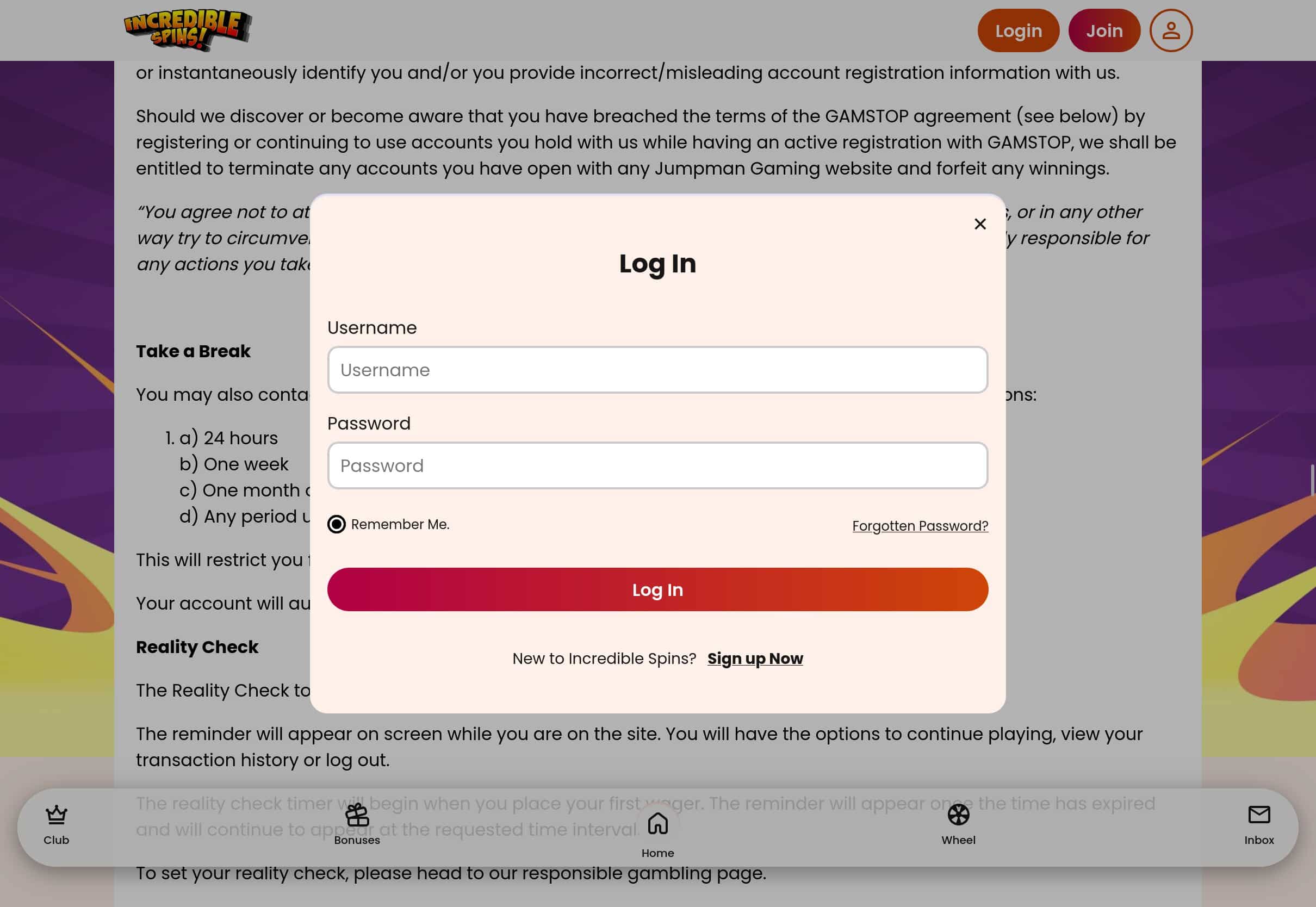 Incredible Spins Casino Login